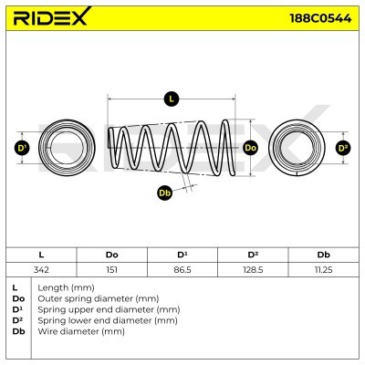 Sprężyna Zawieszenia RIDEX 188C0544 188C0544 - foto 3