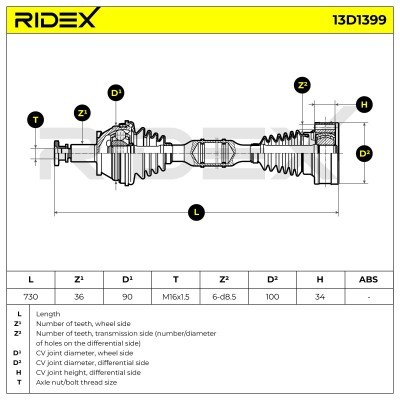 Półoś Napędowa RIDEX 13D1399 13D1399 - foto 7