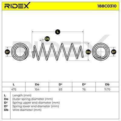 Sprężyna Zawieszenia RIDEX 188C0310 188C0310 - foto 3