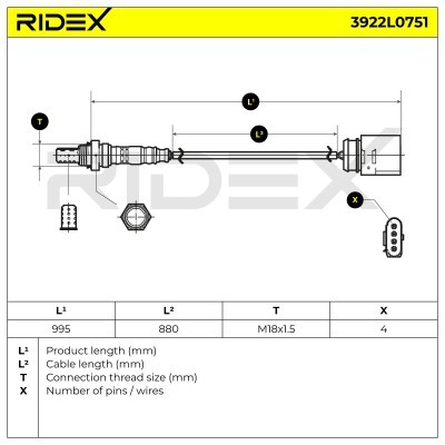 Sonda Lambda RIDEX 3922L0751 3922L0751 - foto 3