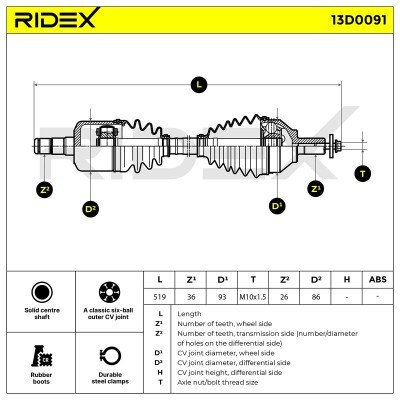 Półoś Napędowa RIDEX 13D0091 13D0091 - foto 6