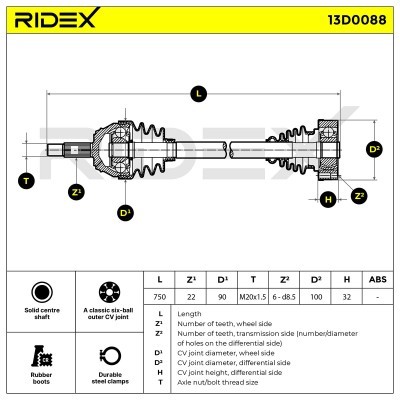 Półoś Napędowa RIDEX 13D0088 13D0088 - foto 4