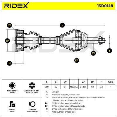 Półoś Napędowa RIDEX 13D0148 13D0148 - foto 4