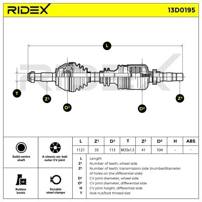 Półoś Napędowa RIDEX 13D0195 13D0195 - foto 6