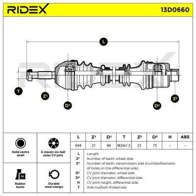 Półoś Napędowa RIDEX 13D0660 13D0660 - foto 6