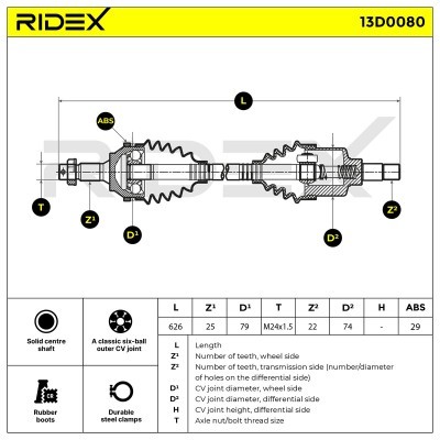 Półoś Napędowa RIDEX 13D0080 13D0080 - foto 5