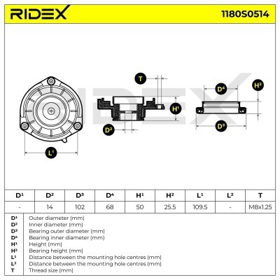 Mocowanie Amortyzatora RIDEX 1180S0514 1180S0514 - foto 5