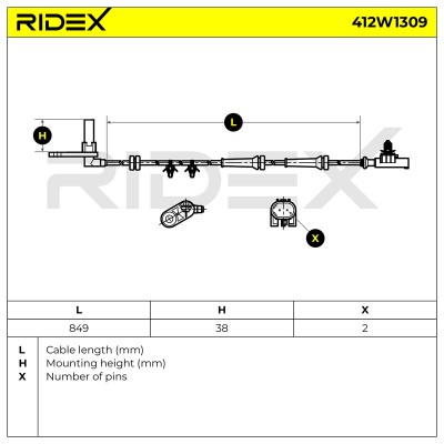 Czujnik ABS RIDEX 412W1309 412W1309 - foto 6