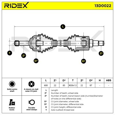 Półoś Napędowa RIDEX 13D0022 13D0022 - foto 5