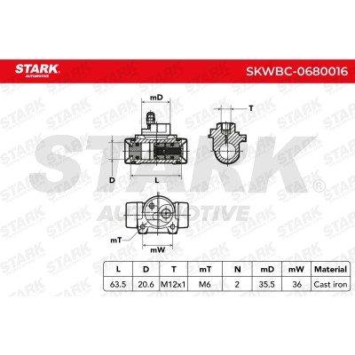 Cylinderek hamulcowy Stark SKWBC-0680016 SKWBC-0680016 - foto 5