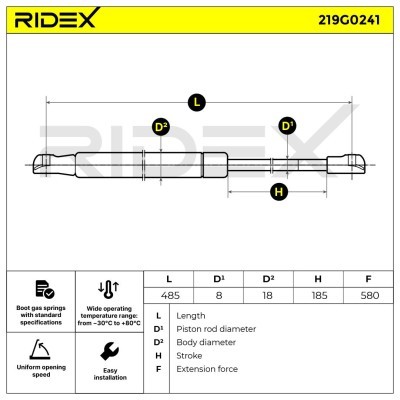 Amortyzator Pokrywy Bagażnika RIDEX 219G0241 219G0241 - foto 7