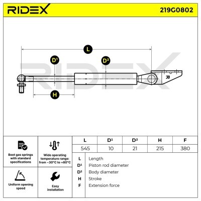 Amortyzator Pokrywy Bagażnika RIDEX 219G0802 219G0802 - foto 7