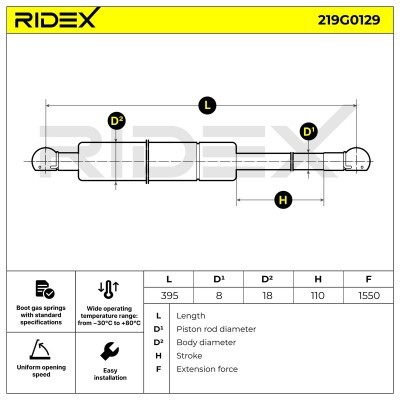 Amortyzator Pokrywy Bagażnika RIDEX 219G0129 219G0129 - foto 7