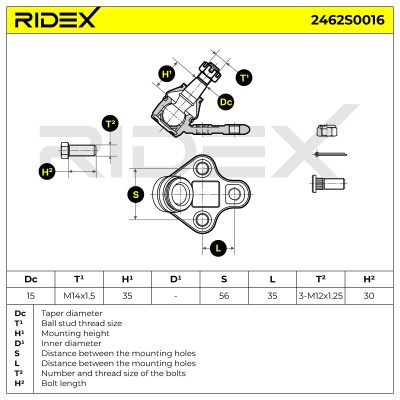 Sworzeń wahacza RIDEX 2462S0016 2462S0016 - foto 7