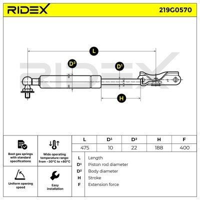 Amortyzator Pokrywy Bagażnika RIDEX 219G0570 219G0570 - foto 6