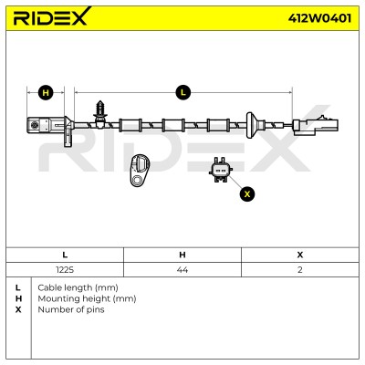 Czujnik ABS RIDEX 412W0401 412W0401 - foto 5