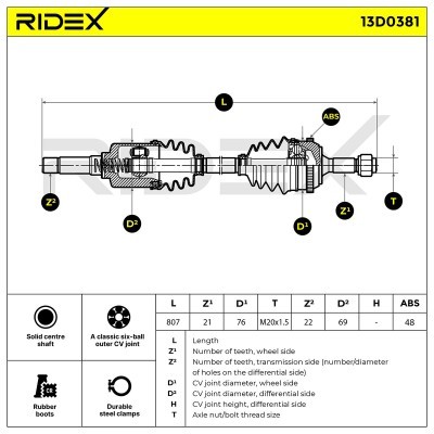 Półoś Napędowa RIDEX 13D0381 13D0381 - foto 6