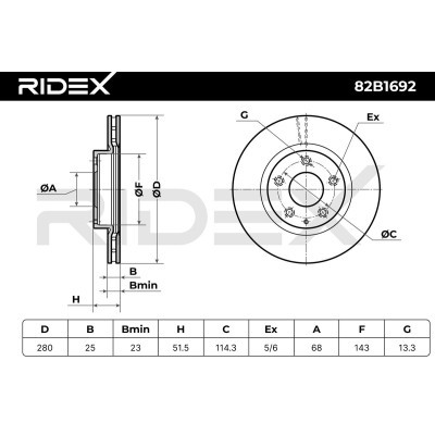 Tarcza hamulcowa RIDEX 82B1692 82B1692 - foto 6