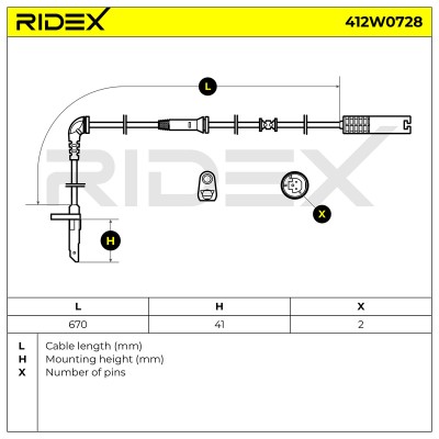 Czujnik ABS RIDEX 412W0728 412W0728 - foto 6
