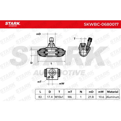 Cylinderek hamulcowy Stark SKWBC-0680017 SKWBC-0680017 - foto 5
