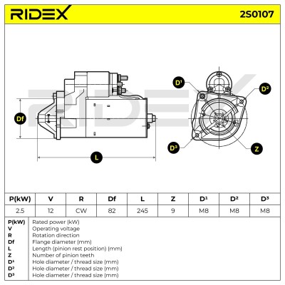 Rozrusznik RIDEX 2S0107 2S0107 - foto 7
