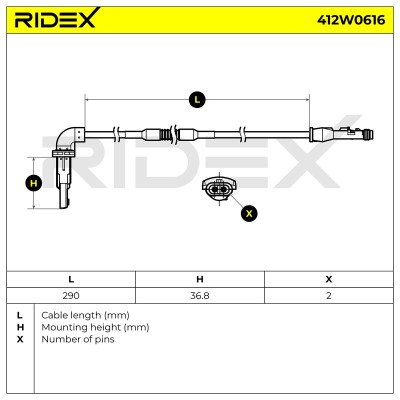 Czujnik ABS RIDEX 412W0616 412W0616 - foto 6