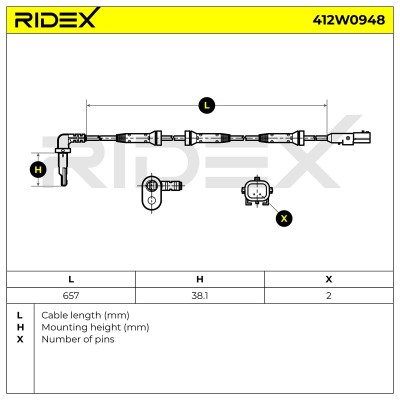 Czujnik ABS RIDEX 412W0948 412W0948 - foto 6
