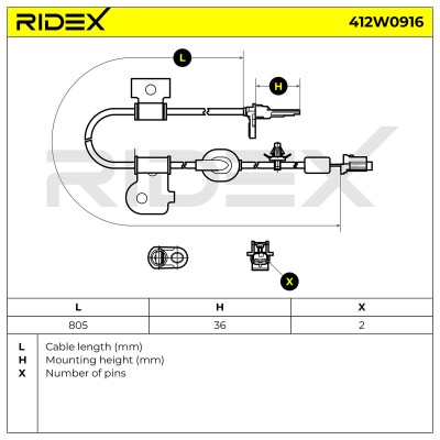 Czujnik ABS RIDEX 412W0916 412W0916 - foto 6