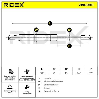 Amortyzator Pokrywy Bagażnika RIDEX 219G0911 219G0911 - foto 6