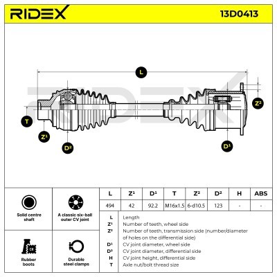 Półoś Napędowa RIDEX 13D0413 13D0413 - foto 6