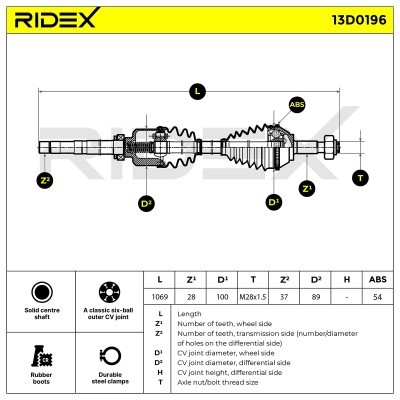 Półoś Napędowa RIDEX 13D0196 13D0196 - foto 6