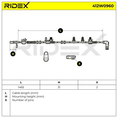 Czujnik ABS RIDEX 412W0960 412W0960 - foto 6