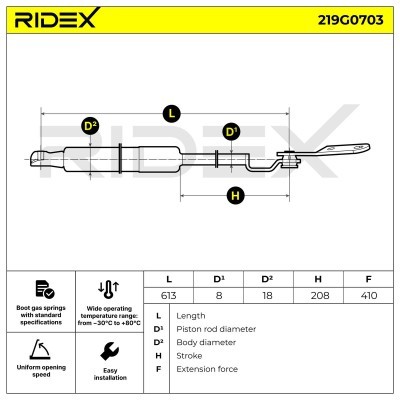 Amortyzator Pokrywy Bagażnika RIDEX 219G0703 219G0703 - foto 6