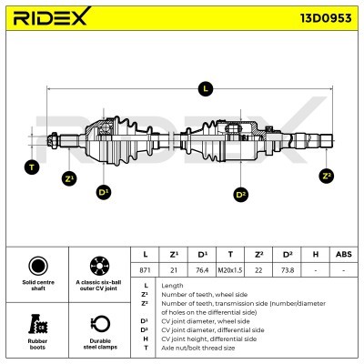 Półoś Napędowa RIDEX 13D0953 13D0953 - foto 7
