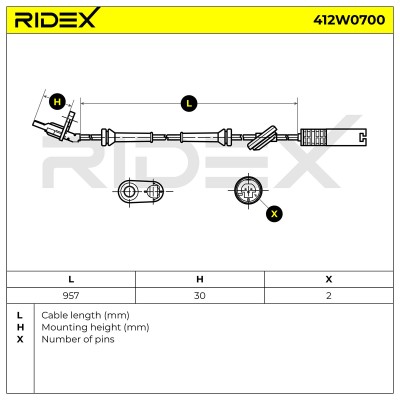 Czujnik ABS RIDEX 412W0700 412W0700 - foto 6