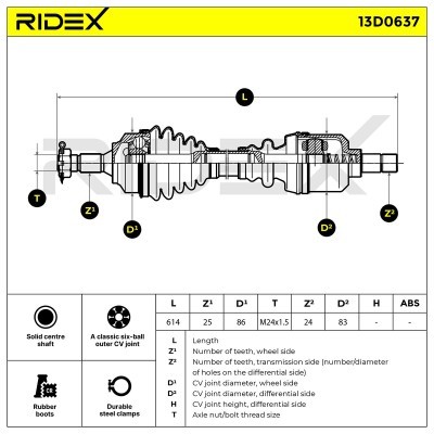 Półoś Napędowa RIDEX 13D0637 13D0637 - foto 7