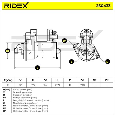 Rozrusznik RIDEX 2S0433 2S0433 - foto 7