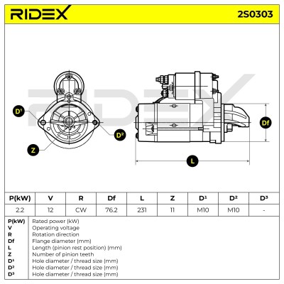 Rozrusznik RIDEX 2S0303 2S0303 - foto 7