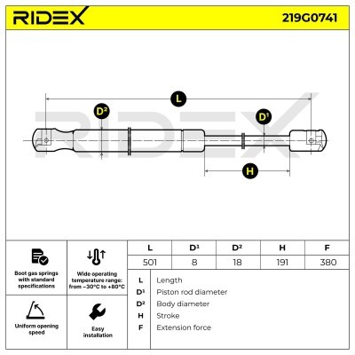 Amortyzator Pokrywy Bagażnika RIDEX 219G0741 219G0741 - foto 12