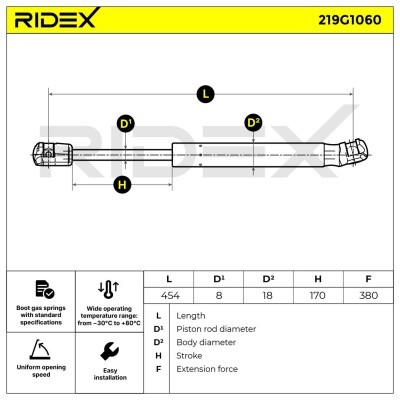 Amortyzator Pokrywy Bagażnika RIDEX 219G1060 219G1060 - foto 7