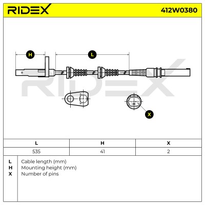 Czujnik ABS RIDEX 412W0380 412W0380 - foto 5