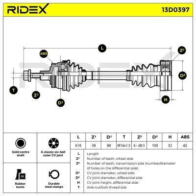 Półoś Napędowa RIDEX 13D0397 13D0397 - foto 6