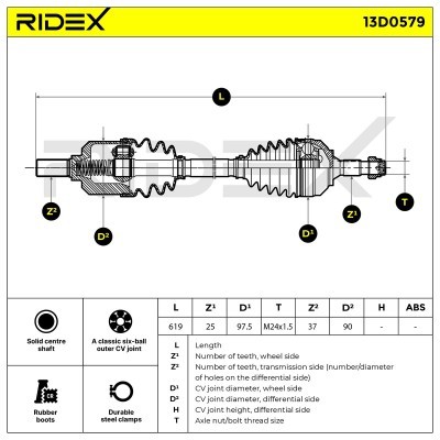 Półoś Napędowa RIDEX 13D0579 13D0579 - foto 7