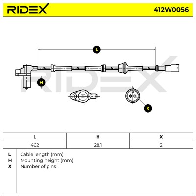 Czujnik ABS RIDEX 412W0056 412W0056 - foto 5