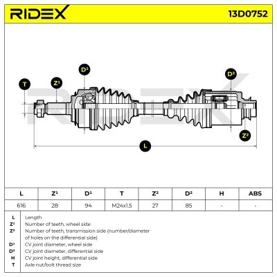 Półoś Napędowa RIDEX 13D0752 13D0752 - foto 14