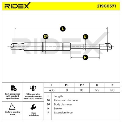 Amortyzator Pokrywy Bagażnika RIDEX 219G0571 219G0571 - foto 7