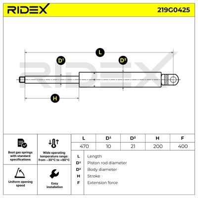 Amortyzator Pokrywy Bagażnika RIDEX 219G0425 219G0425 - foto 4