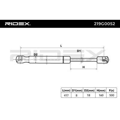 Amortyzator Pokrywy Bagażnika RIDEX 219G0052 219G0052 - foto 3