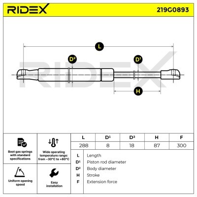 Amortyzator Pokrywy Bagażnika RIDEX 219G0893 219G0893 - foto 6