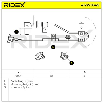 Czujnik ABS RIDEX 412W0345 412W0345 - foto 5